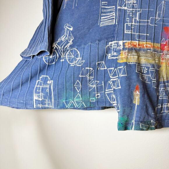 Jess & Jane Mineral Wash City Abstract Tunic Top Blue Lagenlook Artsy Medium - Picture 4 of 9